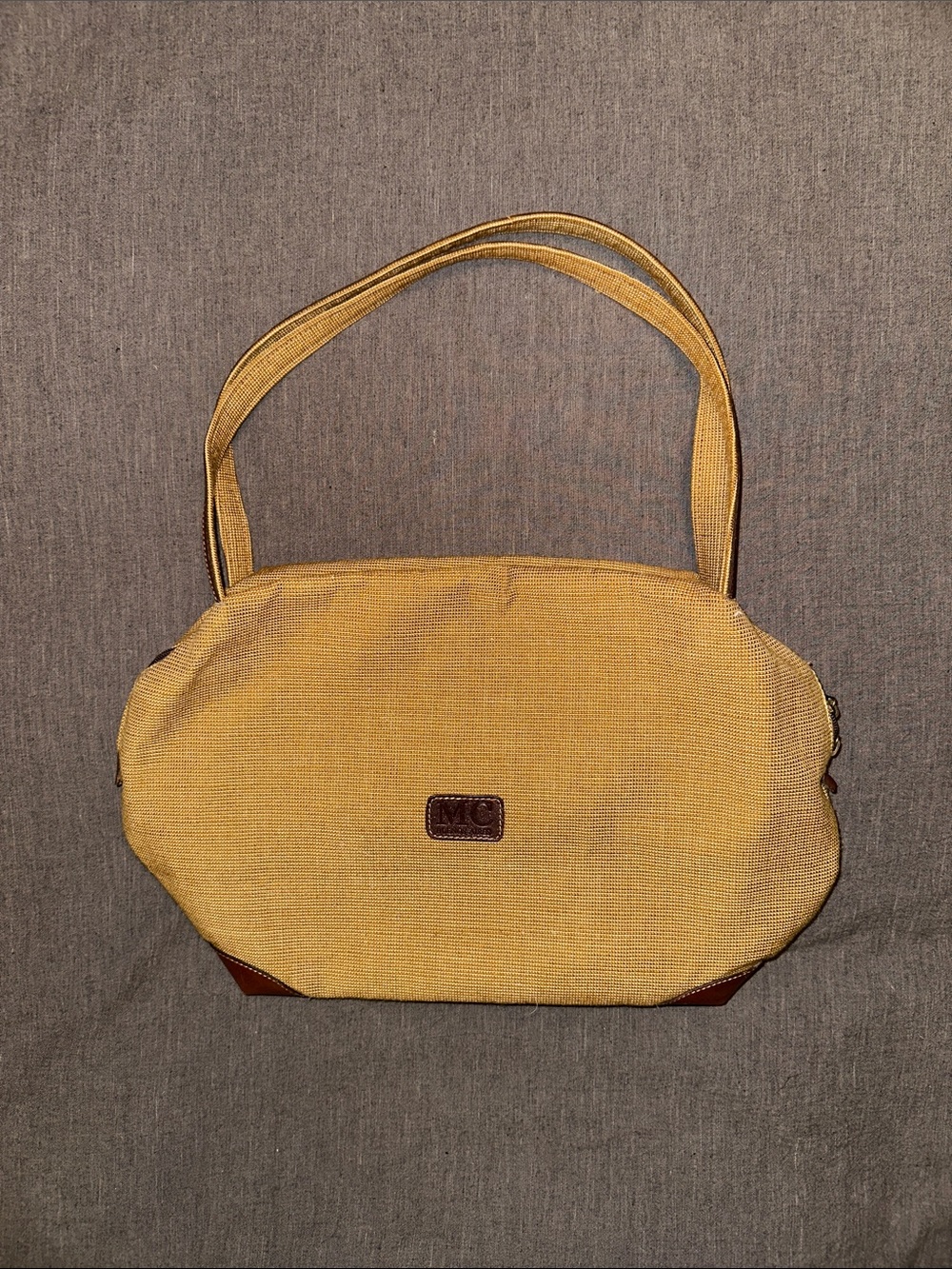Vintage 80/90’s Neutral Woven Canvas bag with Dual Straps